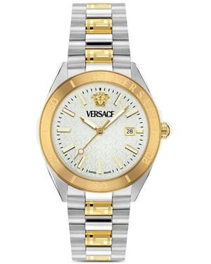 Versace V-Dome 42Mm Watch - Metallic