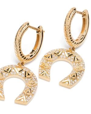 Harwell Godfrey 18Kt Horseshoe Diamond Drop Earrings - Metallic