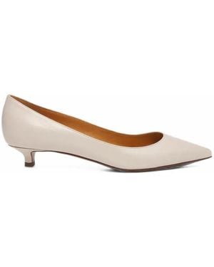 Francesco Russo Pointed-Toe Kitten-Heel Pumps - Natural