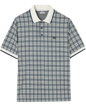 Burberry Check Cotton-Blend Polo Shirt - Grey