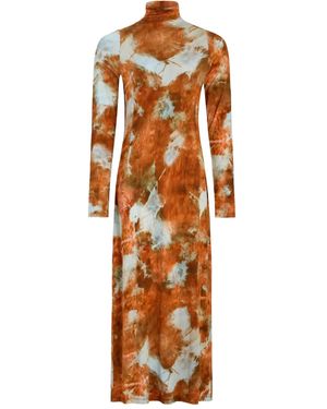 Marie Oliver Abito Midi Paxton Con Fantasia Tie Dye - Arancione
