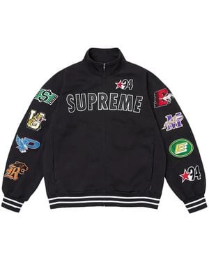 Supreme Logo-Patch Zip-Up Jacket - Black