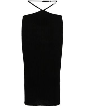 Amiri Strap-Detail Pencil Midi Skirt - Black