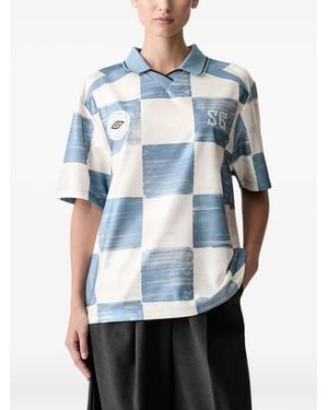 Stine Goya Xumbro Checked Lace-Patch Polo Shirt - Blue