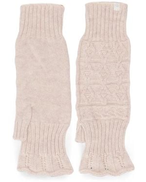 Antipast Fingerlose Handschuhe Mit Zopfmuster - Weiß