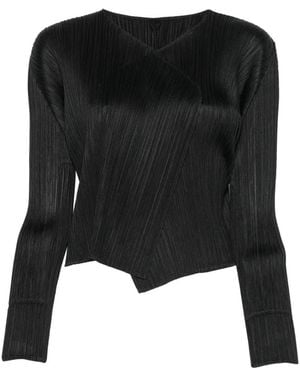 Issey Miyake Pleats Please Cardigan Mit V-Ausschnitt - Schwarz