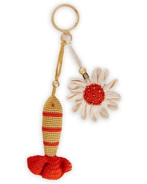 Sandro Crochet-Knit Bag Charm - White