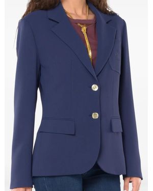 Elisabetta Franchi Logo-embroidered Blazer - ブルー