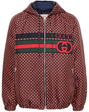 Gucci Canvas Geometric Logo Jacket - Red
