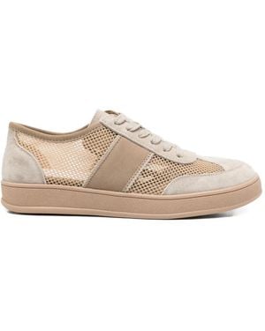 SERGIO MORETTI FIRENZE Mesh-Panelled Suede Trainers - Natural