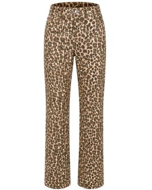 DKNY Leopard-Print Straight-Leg Jeans - Natural