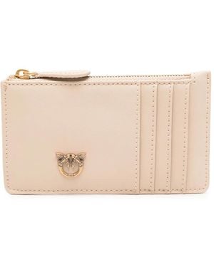 Pinko Zipped Chevron Card Holder - Natural