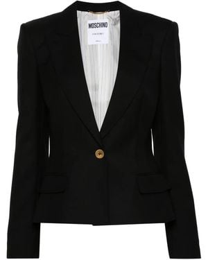Moschino Structured Virgin Wool Gabardine Blazer - Black