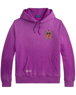 Polo Ralph Lauren Crest-Embroidered Hoodie - Purple