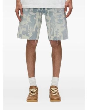 Purple Brand Paint-Effect Denim Shorts - Blue