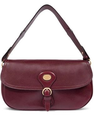 The Bridge Buckle-Fastening Leather Shoulder Bag - Purple