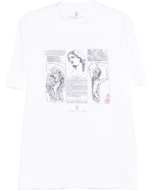 Brunello Cucinelli Cotton Jersey Crew Neck T-Shirt With Print - White
