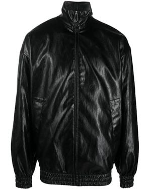Gcds High-Shine Faux-Leather Jacket - Black