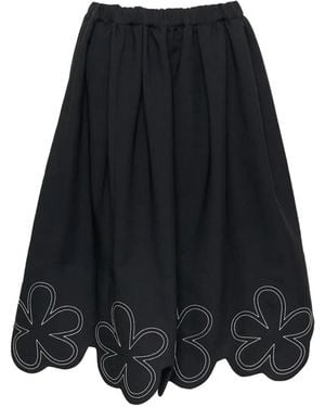 Comme des Garçons Falda Midi Con Dobladillo Festoneado - Negro