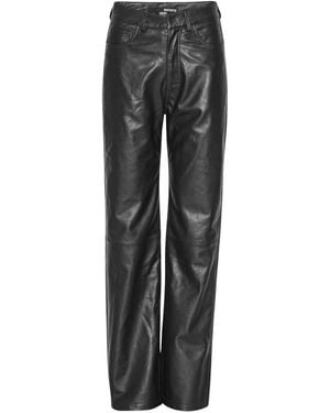ROTATE BIRGER CHRISTENSEN ストレート レザーパンツ - グレー