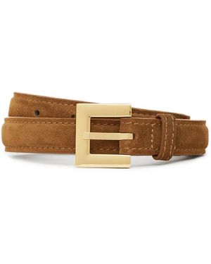 Anine Bing Nicola Square-Buckle Belt - White