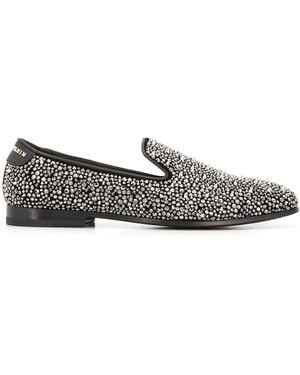 Philipp Plein Rhinestone Studded Loafers - Grey