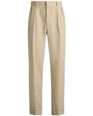 Ralph Lauren Checked Pleated Trousers - Natural