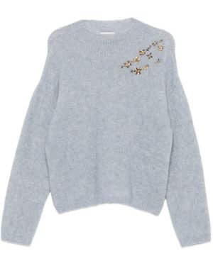 forte_forte Pullover Mit Perlen - Grau