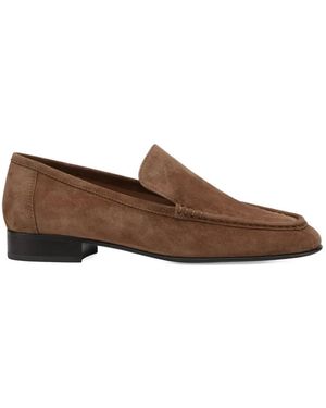 POTAMY Suede Stitching Loafers - Brown