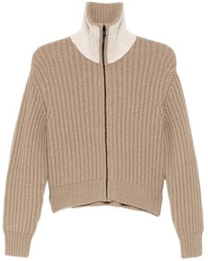 James Perse Chunky-Knit Zip-Up Cardigan - Natural