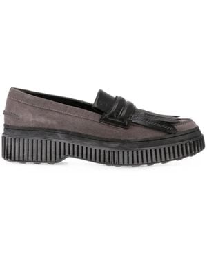 Tod's Fringe-Detail Platform Loafers - Grey