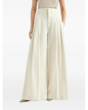 Brunello Cucinelli Pleated-Detail Palazzo Pants - Natural