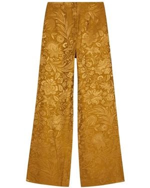 Veronica Beard Ronin Floral-Jacquard Wide-Leg Trousers - Yellow