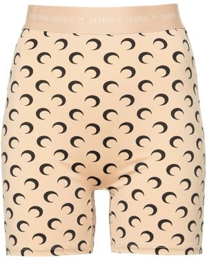 Marine Serre "Moon" Printed Jersey Mini Shorts - Natural