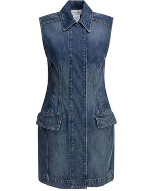Max Mara Denim Collared Sleeveless Mini Dress - Blue