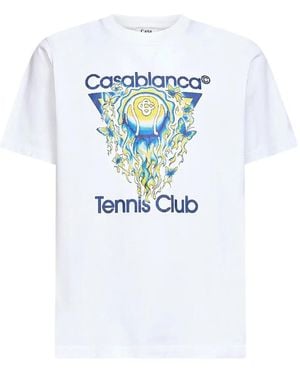 CASABLANCA Tennis Club Graphic-Print T-Shirt - Blue