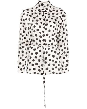 Liu Jo Polka-Dot Belted Shirt - White