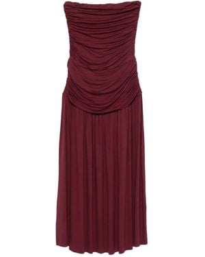 GIMAGUAS Fortuna Strapless Gathered Midi Dress - Purple