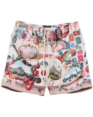 CAMILLA Postcard-Seashell Print Shorts - Red