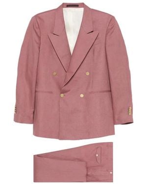 Bagnoli Sartoria Napoli Double-Breasted Four-Button Suit - Pink