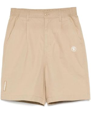 Aape By A Bathing Ape Logo-Patch Shorts - Natural