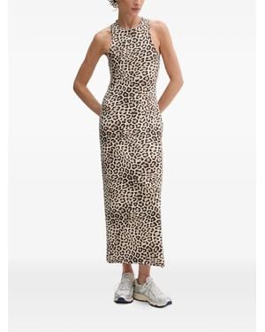 PUMA Leo Luxe Leopard-Print Racer-Back Maxi Dress - Natural