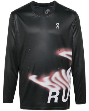 On Shoes Langarmshirt Mit "Pace"-Print - Schwarz