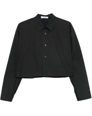 ELEH Check-Pattern Cropped Shirt - Black