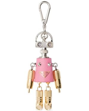 Prada Robot Schlüsselanhänger Aus Leder - Pink