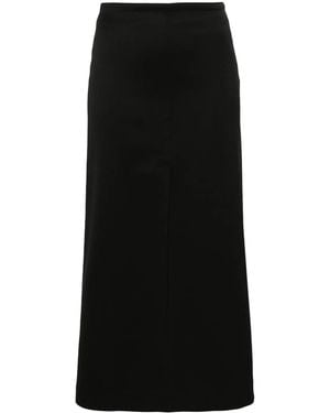 MM6 by Maison Margiela High-Waist Twill Midi Skirt - Black