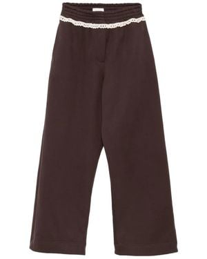 Magda Butrym Lace-Detail Cotton Track Trousers - Brown