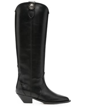 Via Roma 15 Logo-Plaque Knee-High Boots - Black