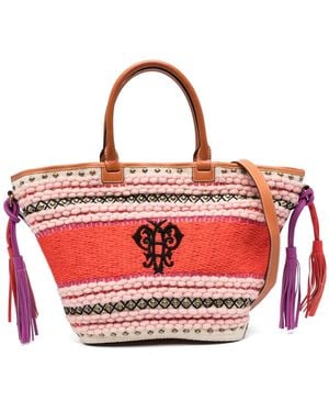 PUCCI Embroidered Logo Striped Tote Bag