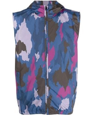 Drumohr Abstract-print Hooded Gilet - Blue